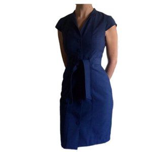 Calvin Klein Navy Button Down Dress w/Tie Belt